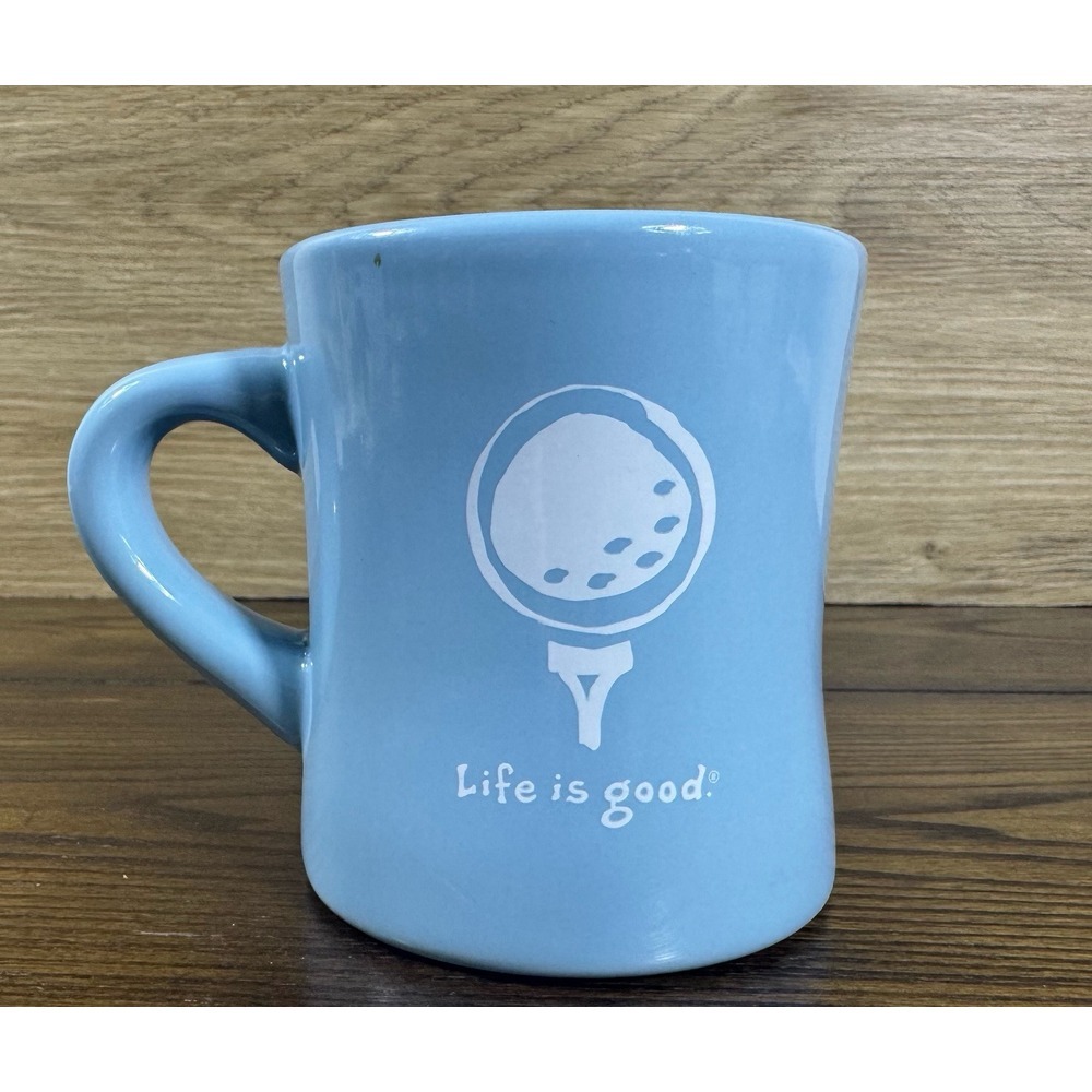 Life Is Good Golf Restaurant Style Ceramic Coffee Mug‎ Cup Blue Color DW MW Safe